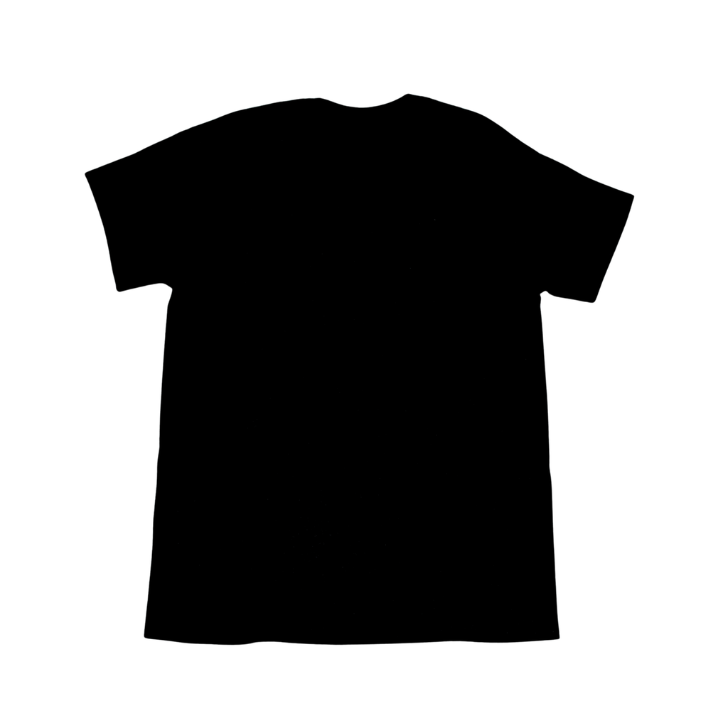 women and men Black t-shirt, back view