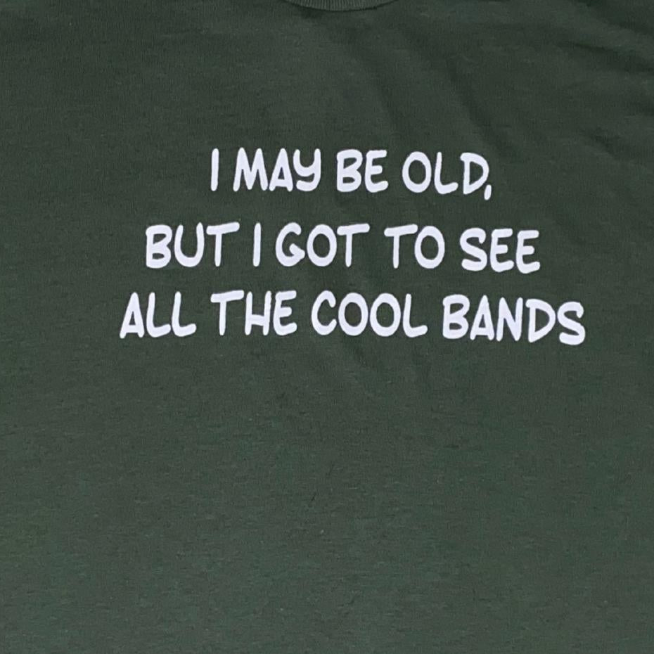 Green t-shirt close up with cool message