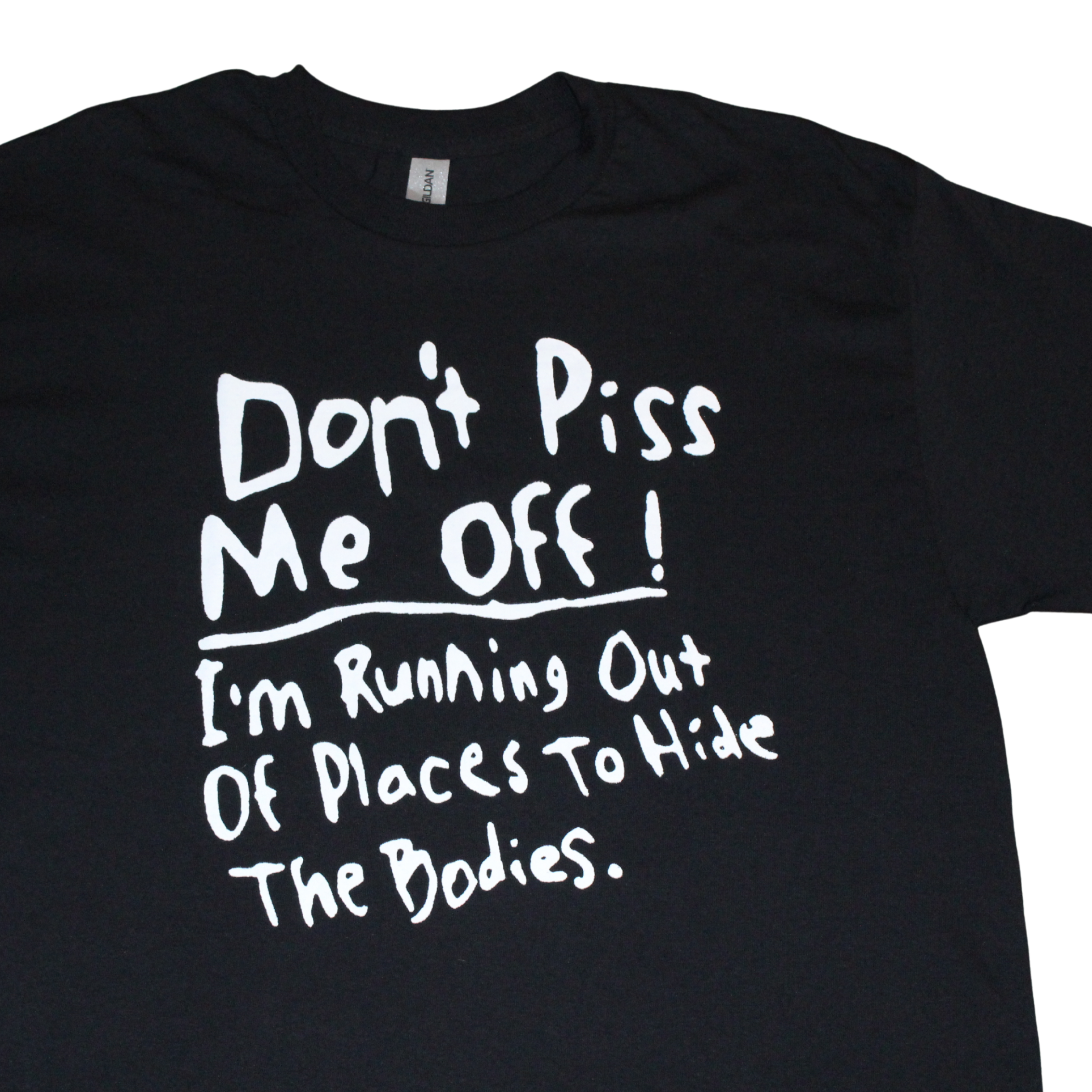 Black t-shirt with white text message on a white background, unisex t-shirt
