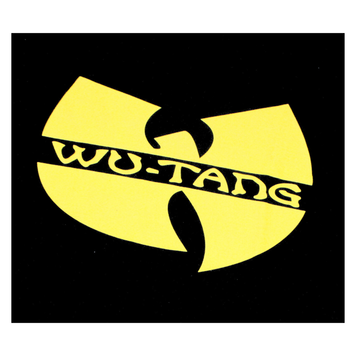 Yellow Wu-Tang logo on a black background